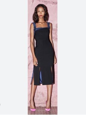Kimora Lee Simmons Black Dress with Blue Trim
